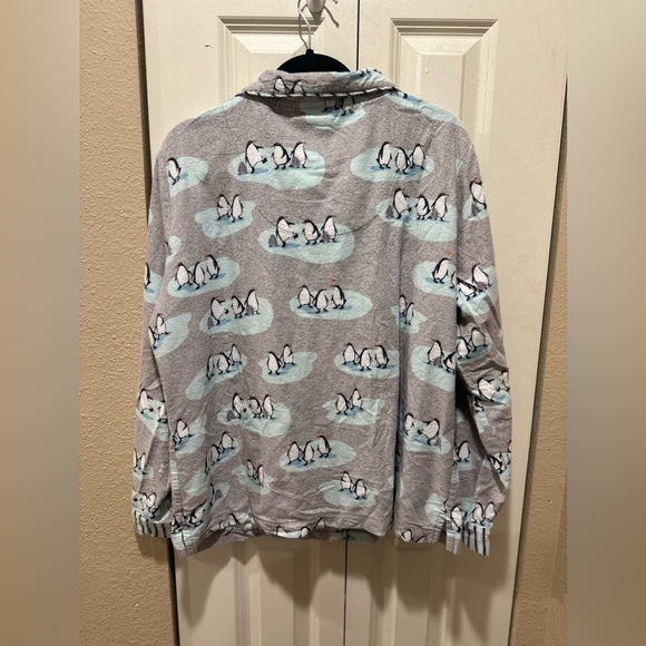 Munki Munki Penguin Print Pajama  Top Soft Flannel Bamboo/Cotton , XL - Picture 2 of 5